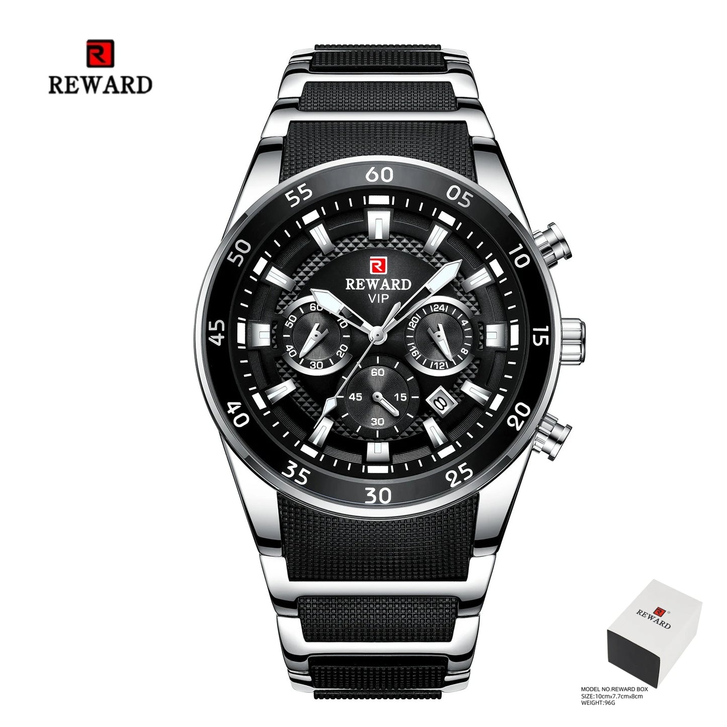 REWARD Relogios Masculino 81011M Sports Silicone Quartz Men's Watch Waterproof Calendar Chronograph Luminous Watches Men Часы