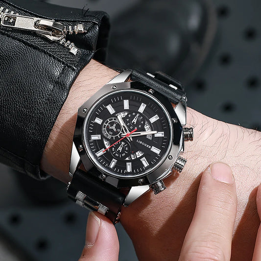 Fashion Business Men Watch Top Brand High Quality Auto Date Big Dial Silicone Strap Sports Quartz Watches For Him Gifts
