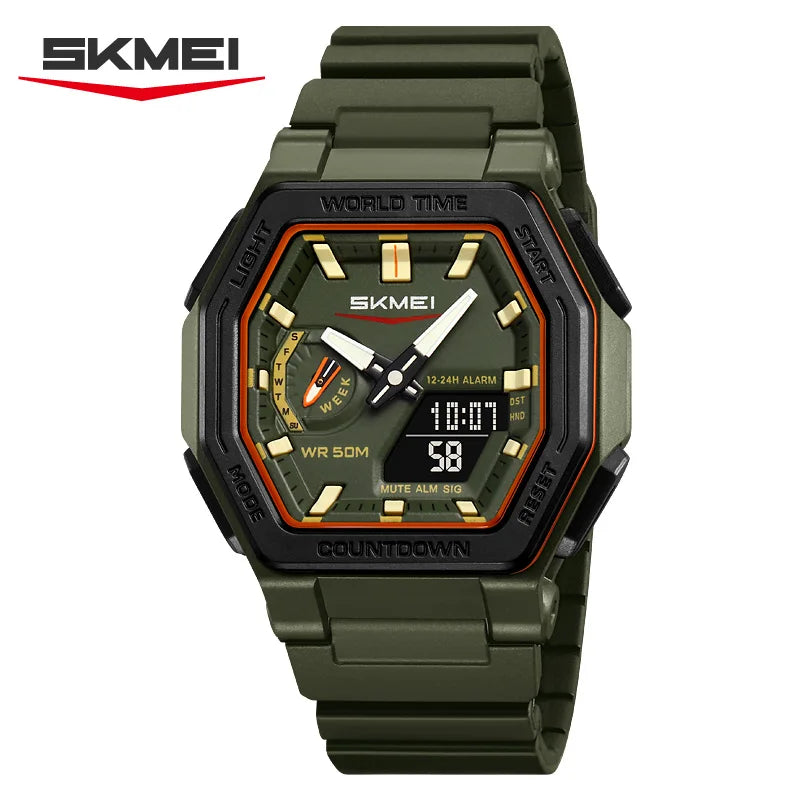 SKMEI 2438 Business Original Quartz Digital Dual Sports Military Watch Men's Electronic Watch LED Digital Watches reloj hombre