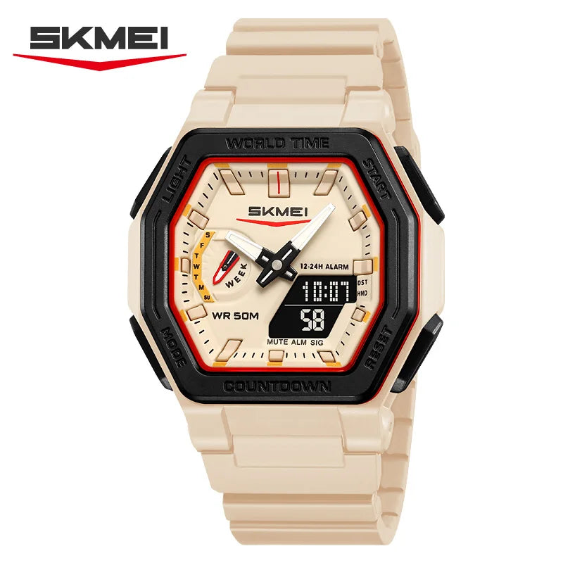 SKMEI 2438 Business Original Quartz Digital Dual Sports Military Watch Men's Electronic Watch LED Digital Watches reloj hombre