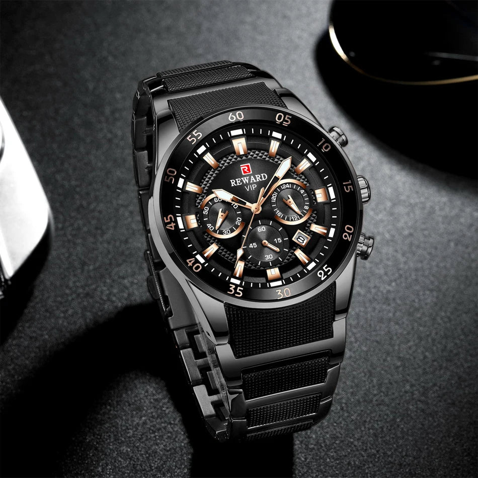REWARD Relogios Masculino 81011M Sports Silicone Quartz Men's Watch Waterproof Calendar Chronograph Luminous Watches Men Часы