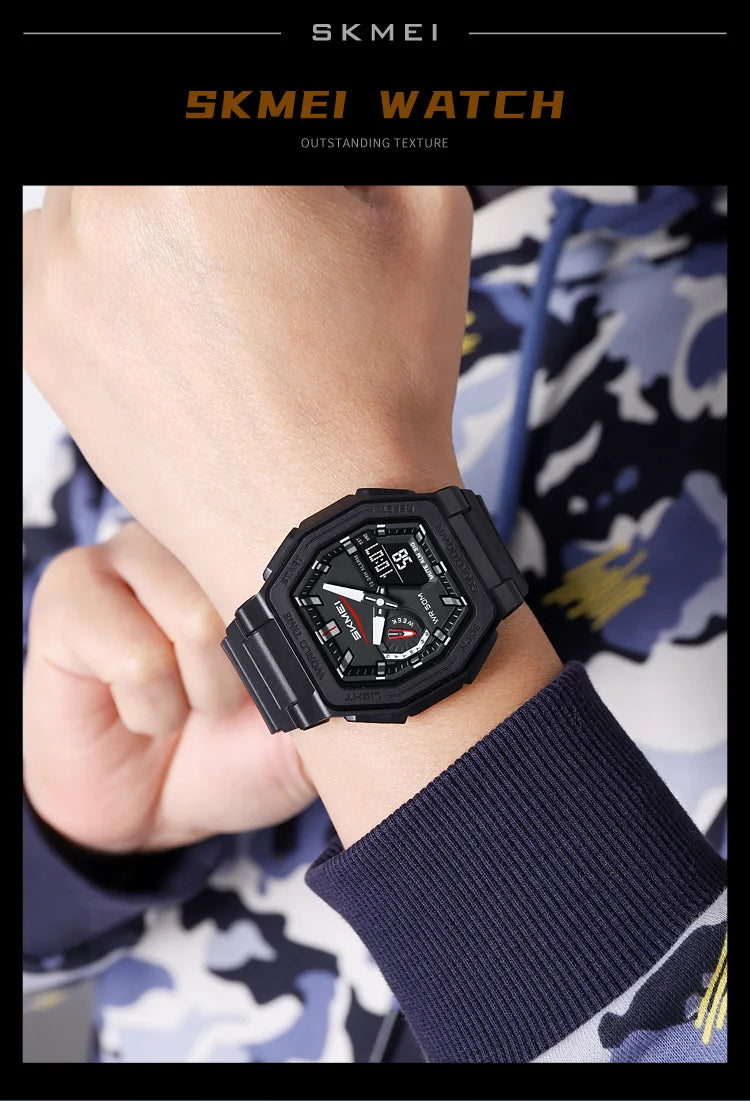 SKMEI 2438 Business Original Quartz Digital Dual Sports Military Watch Men's Electronic Watch LED Digital Watches reloj hombre