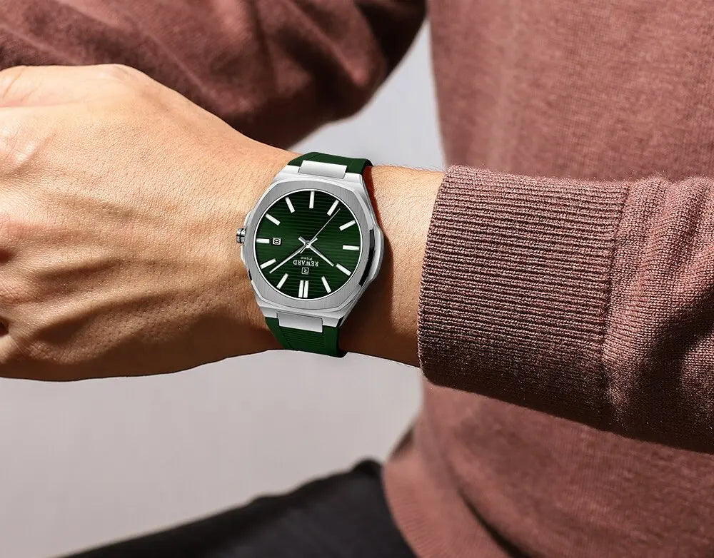 Reward 632829MCasual Sports Quartz Watch Silicone Strap Waterproof Calendar Luminous Watches for Men Montres Hommes Reloj Hombre