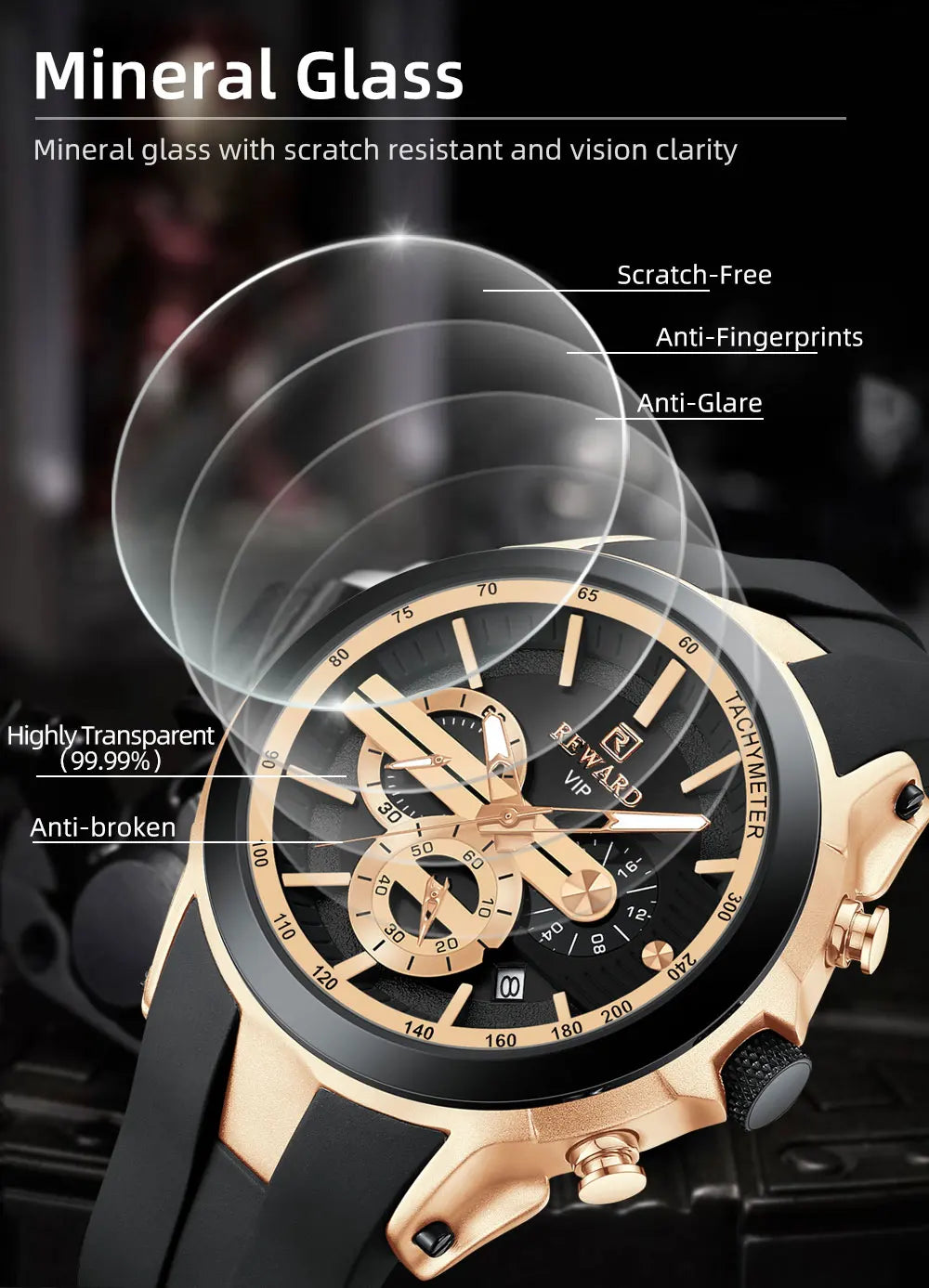 REWARD Watch for Men  Waterproof  Chronograph