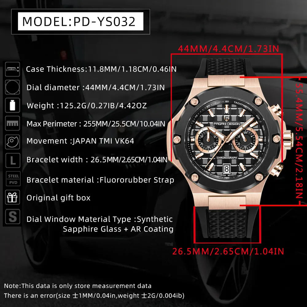 New PAGANI DESIGN Top Brand Men Watch Japan VK64 Quartz Watches Multi functional Chronograph Classic Luxury Wristwatch Men Gift