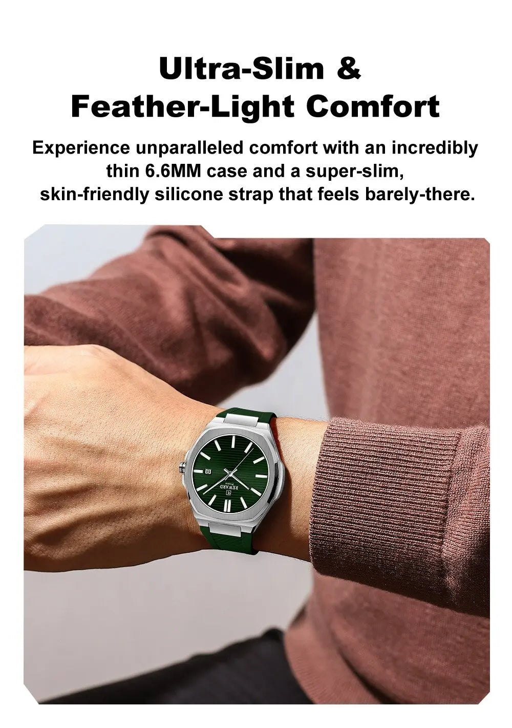 Reward 632829MCasual Sports Quartz Watch Silicone Strap Waterproof Calendar Luminous Watches for Men Montres Hommes Reloj Hombre