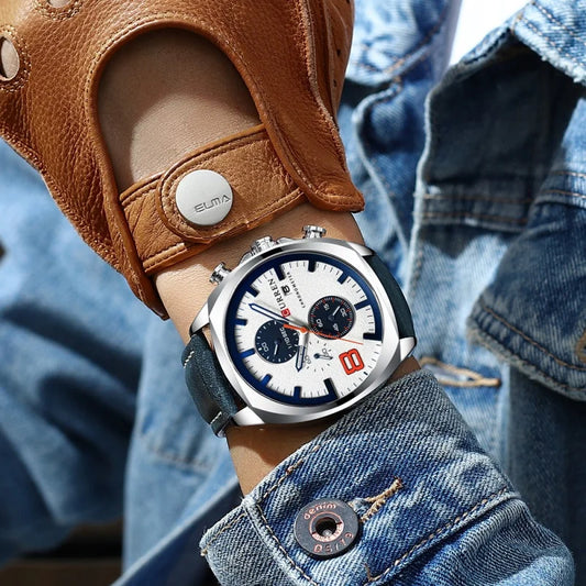 CURREN 8324 Classic Quartz Watch Round Waterproof Leather-strap Watch, Minimalist Six-hand Multifunctional Calendar Watch