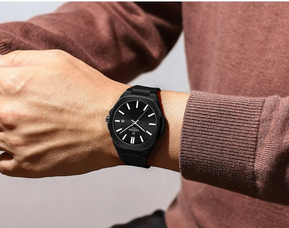 Reward 632829MCasual Sports Quartz Watch Silicone Strap Waterproof Calendar Luminous Watches for Men Montres Hommes Reloj Hombre