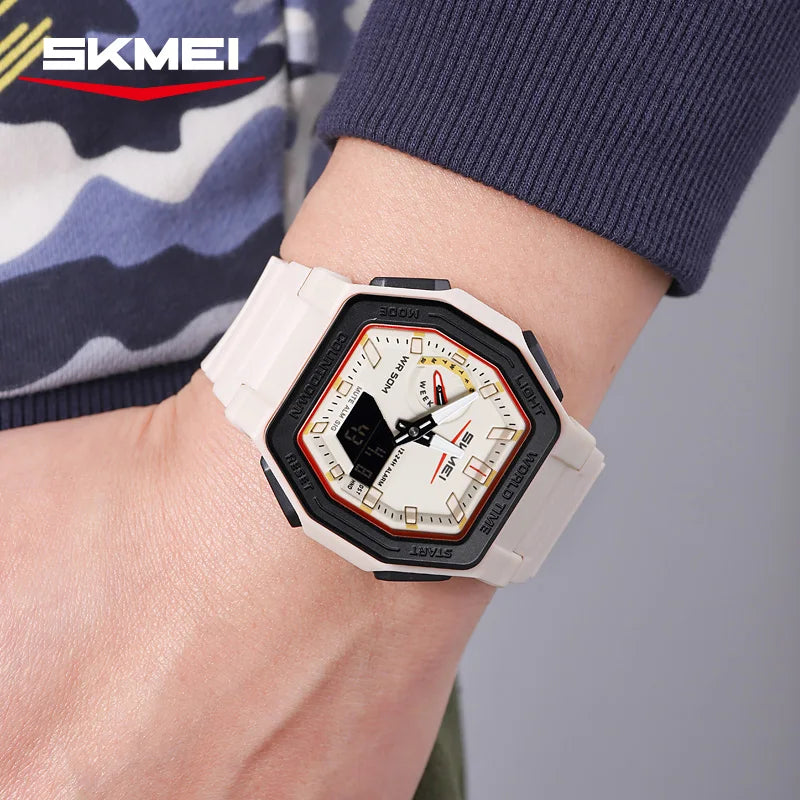 SKMEI 2438 Business Original Quartz Digital Dual Sports Military Watch Men's Electronic Watch LED Digital Watches reloj hombre