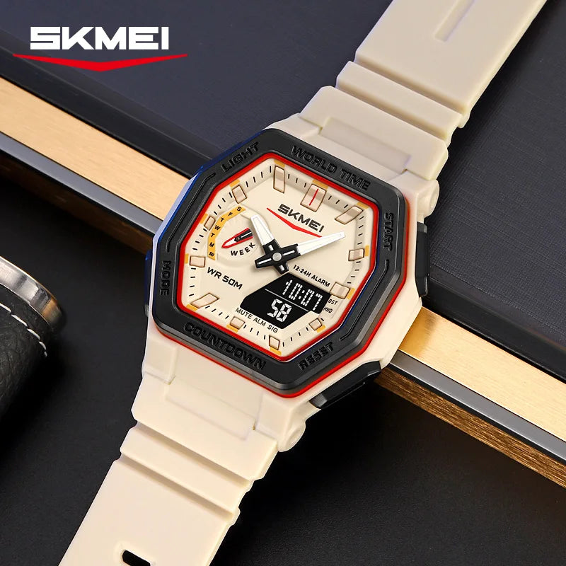 SKMEI 2438 Business Original Quartz Digital Dual Sports Military Watch Men's Electronic Watch LED Digital Watches reloj hombre