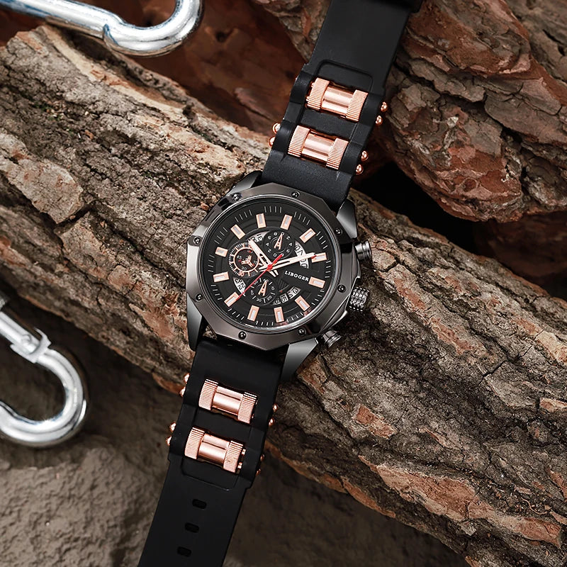 Fashion Business Men Watch Top Brand High Quality Auto Date Big Dial Silicone Strap Sports Quartz Watches For Him Gifts