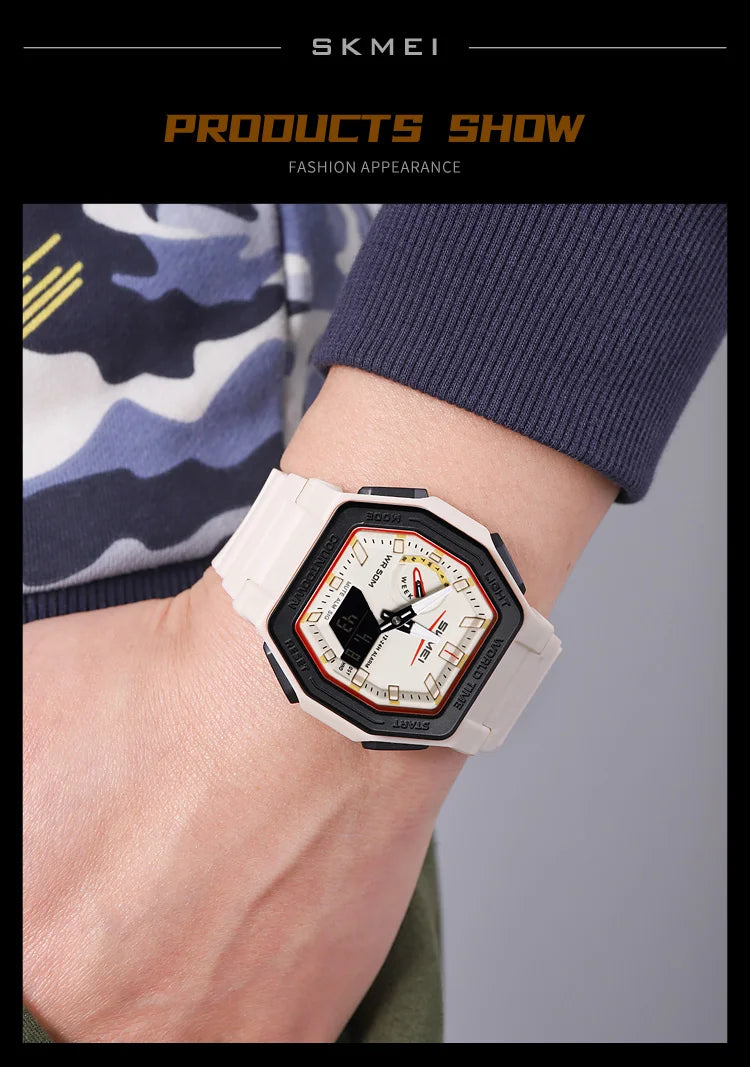 SKMEI 2438 Business Original Quartz Digital Dual Sports Military Watch Men's Electronic Watch LED Digital Watches reloj hombre