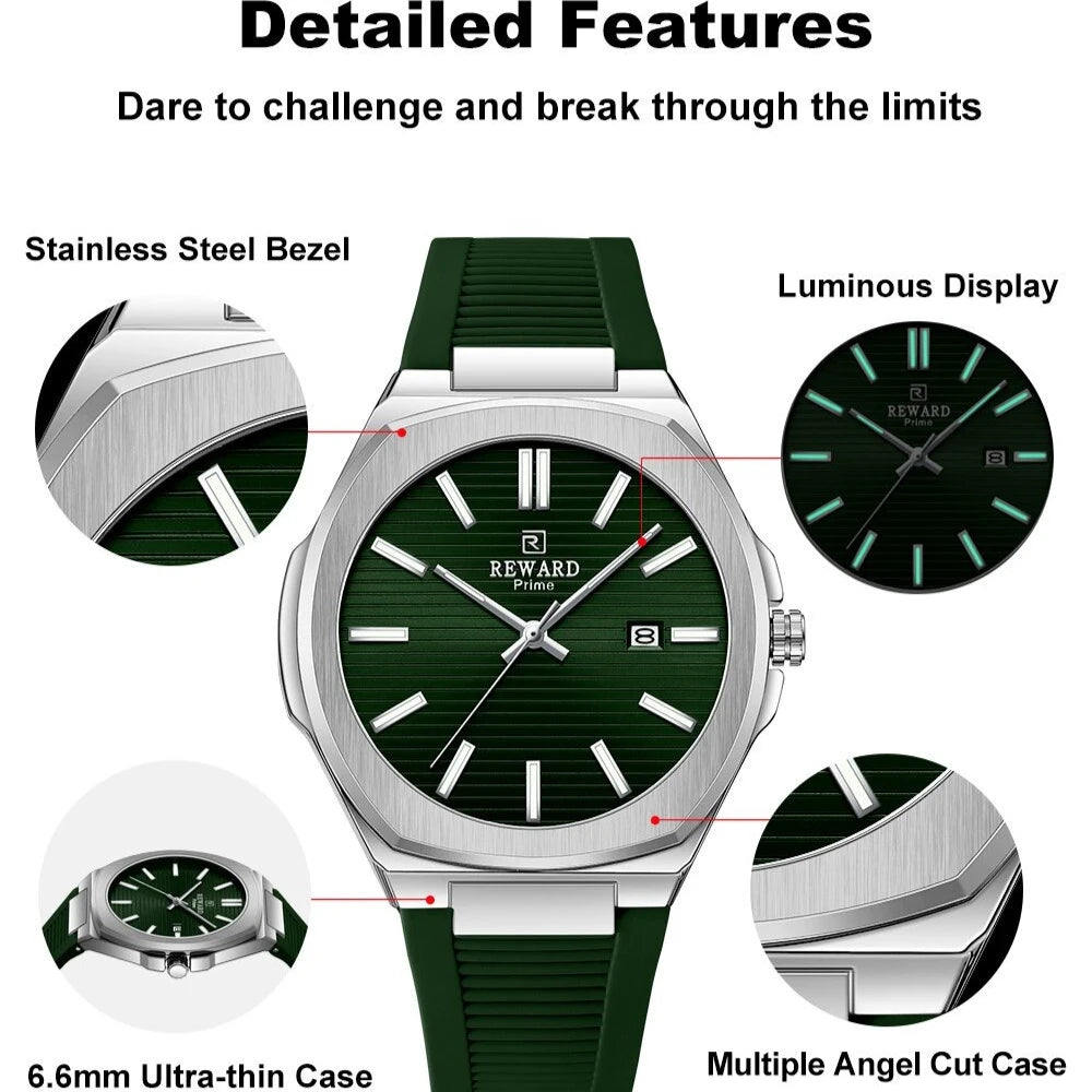 Reward 632829MCasual Sports Quartz Watch Silicone Strap Waterproof Calendar Luminous Watches for Men Montres Hommes Reloj Hombre