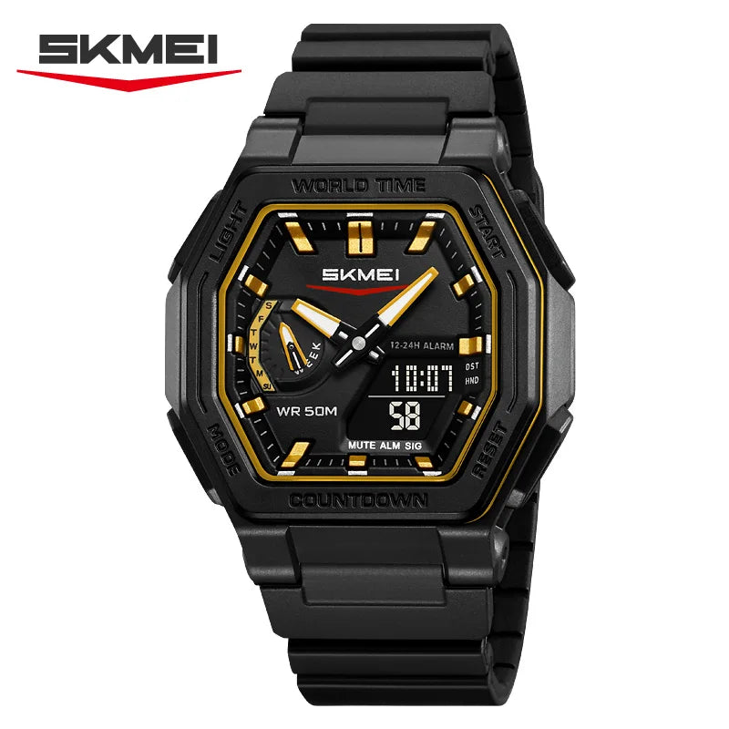 SKMEI 2438 Business Original Quartz Digital Dual Sports Military Watch Men's Electronic Watch LED Digital Watches reloj hombre