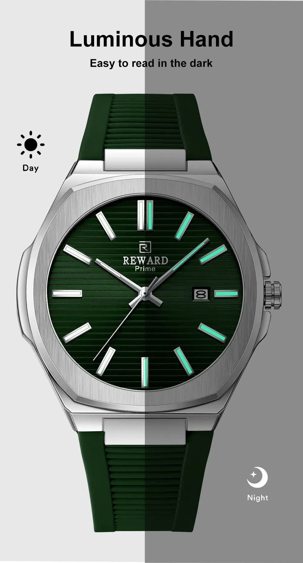 Reward 632829MCasual Sports Quartz Watch Silicone Strap Waterproof Calendar Luminous Watches for Men Montres Hommes Reloj Hombre