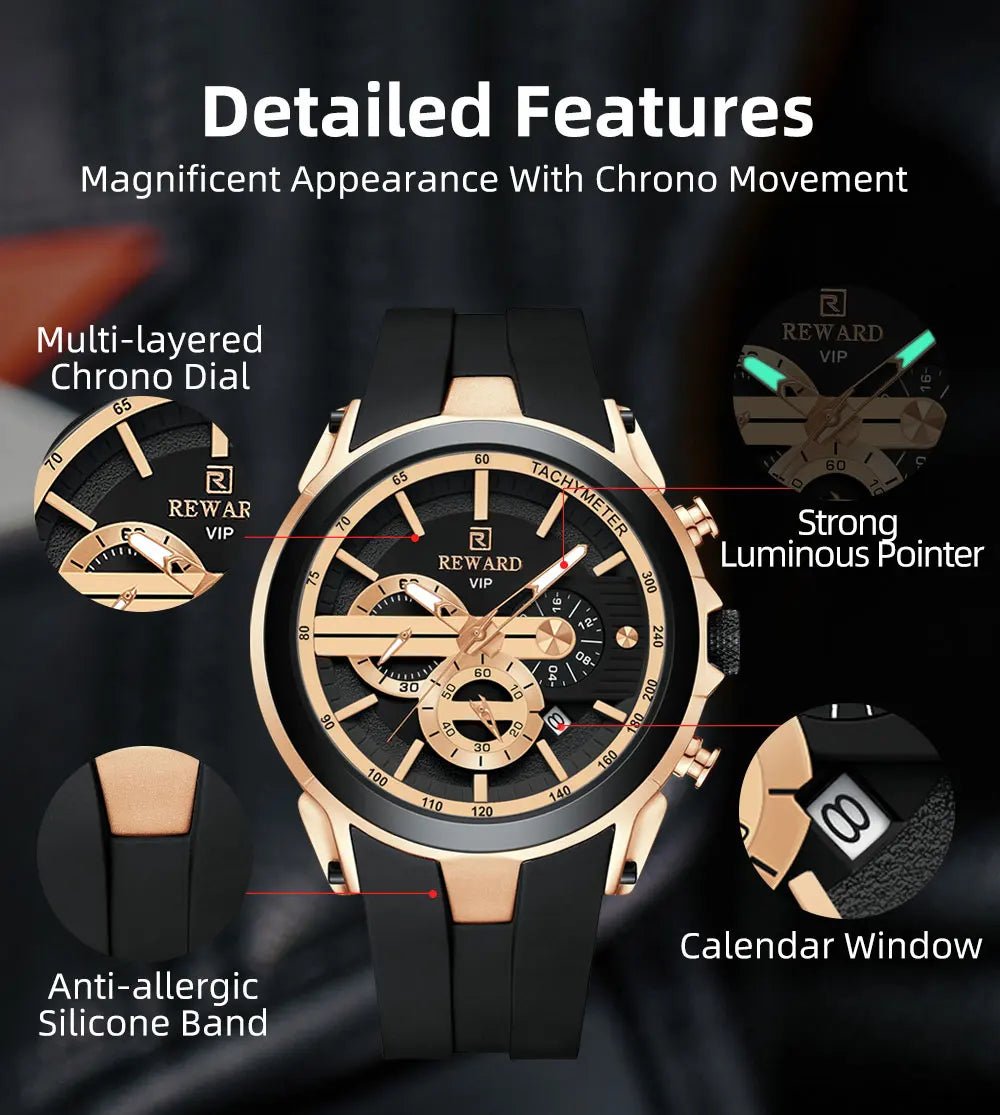 REWARD Watch for Men  Waterproof  Chronograph