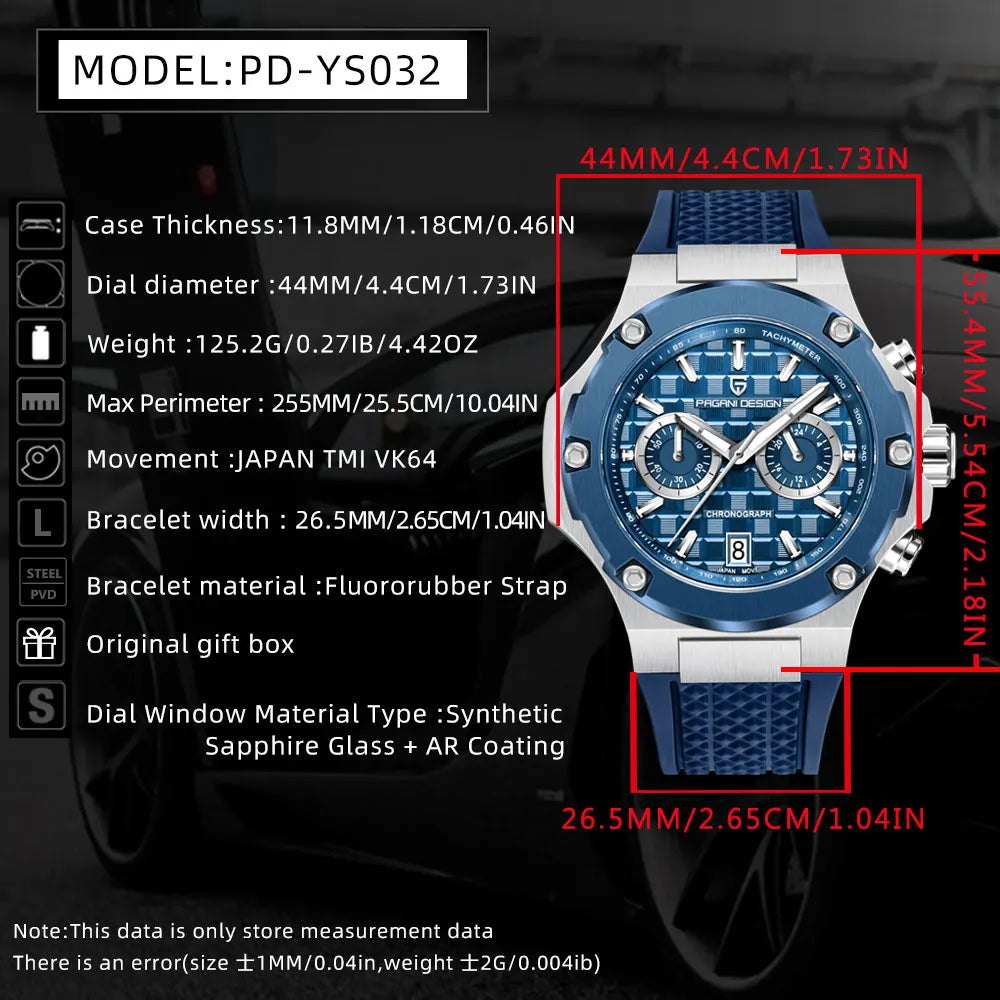 New PAGANI DESIGN Top Brand Men Watch Japan VK64 Quartz Watches Multi functional Chronograph Classic Luxury Wristwatch Men Gift