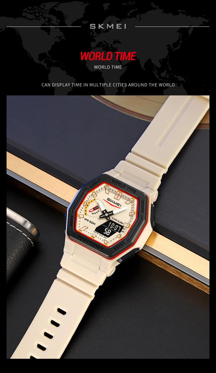 SKMEI 2438 Business Original Quartz Digital Dual Sports Military Watch Men's Electronic Watch LED Digital Watches reloj hombre