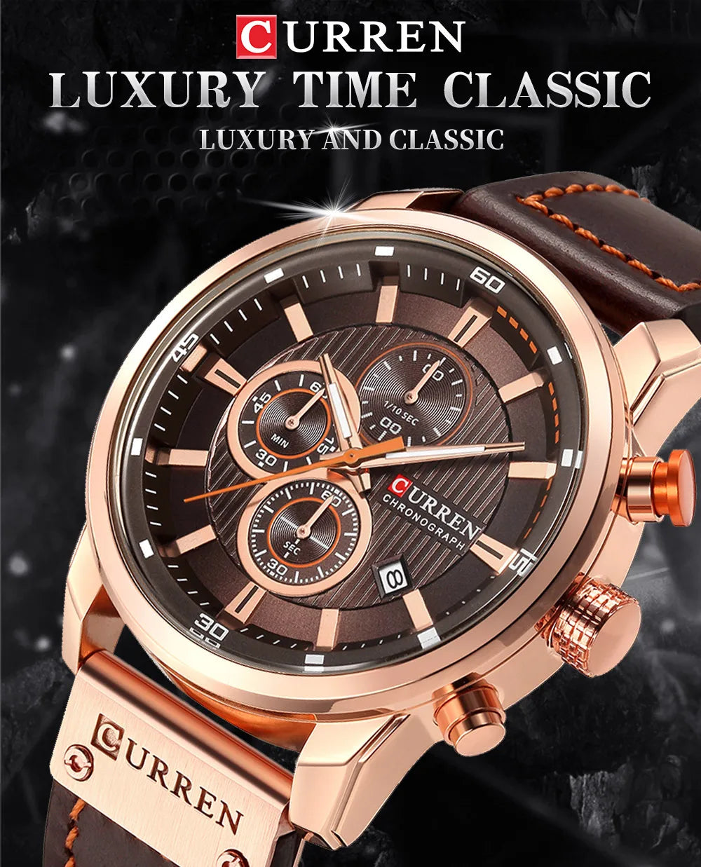 CURREN 8291 Mens Quartz Chronograph Watch Casual Leather Military Sport Fashion Gentleman Wristwatch